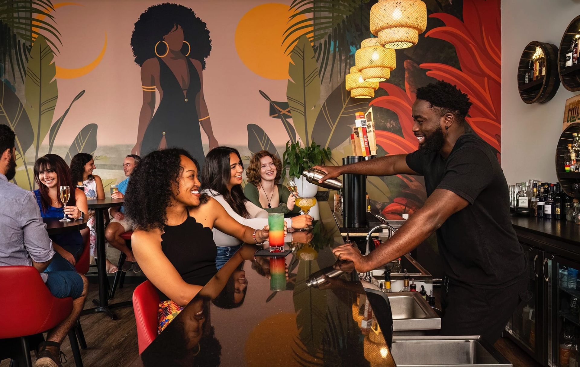 Ella's bar with the iconic mural